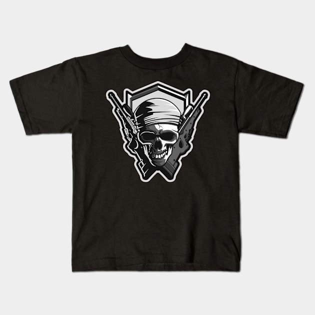 Skull with the Guns Kids T-Shirt by Steady Eyes